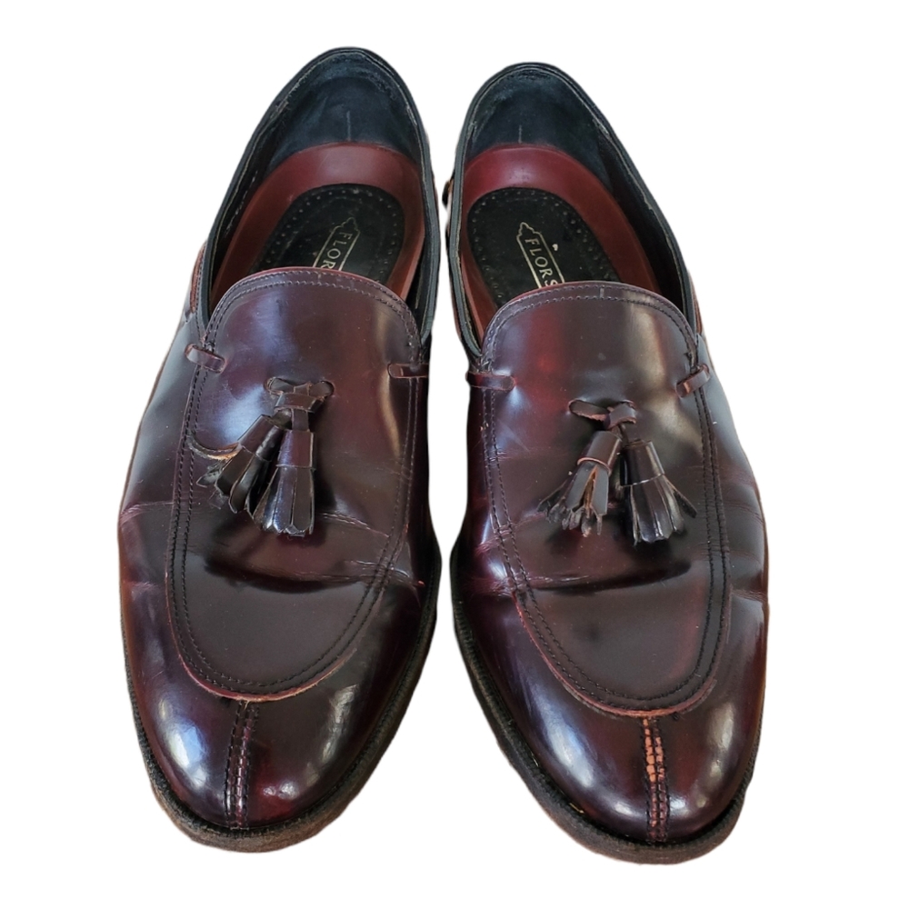 Florsheim Men's 8D Leather Tassel Wing Tip Almond Toe Dress Shoes - Picture 1 of 13